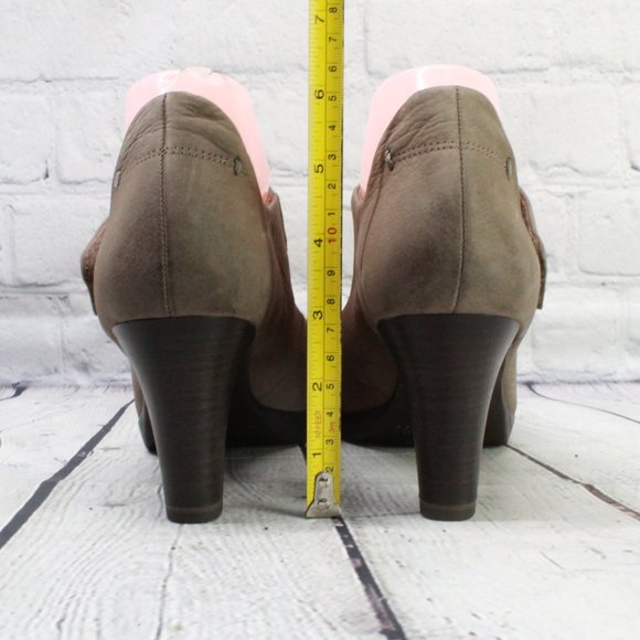 Tamaris Gray Leather Mary Jane Shoes Heels Pumps Shoes Size 39 US 9 - Picture 7 of 9